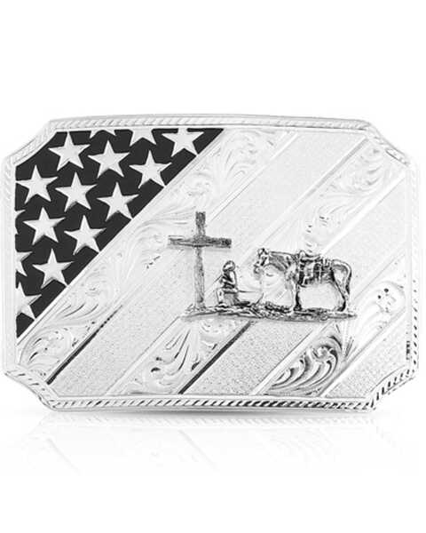 Image #2 - Montana Silversmiths Women's All American Christian Cowboy Silver Belt Buckle, Silver, hi-res