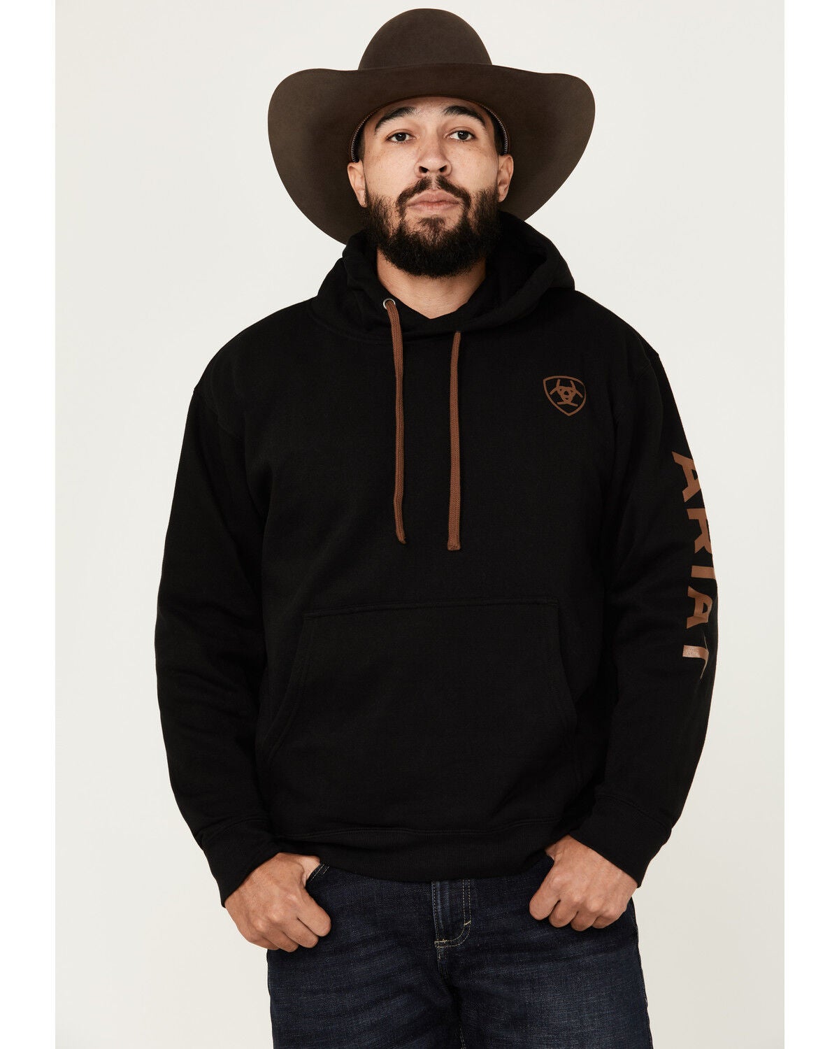 Ariat Men's Boot Barn Exclusive Logo Hooded Sweatshirt, Black, hi-res