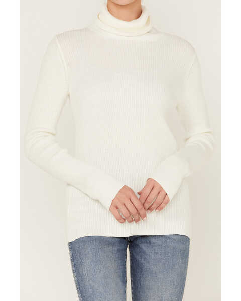 Image #3 - Cleo + Wolf Women's Ribbed Turtleneck Sweater, Ivory, hi-res