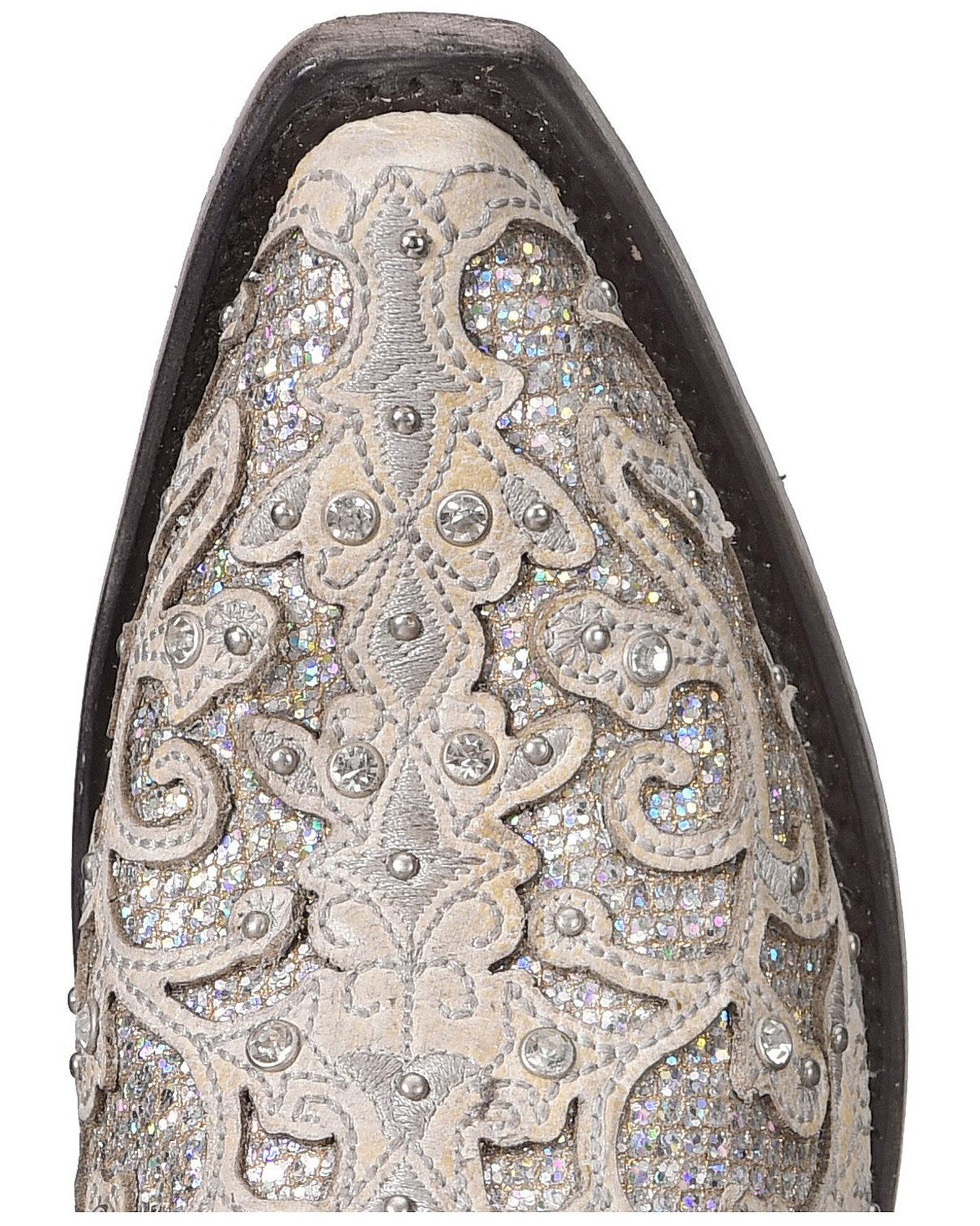 Corral white glitter inlay and crystals square toe best sale