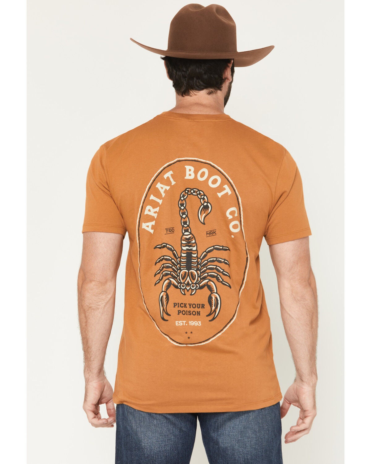 Image #1 - Ariat Men's Scorpion Seal Short Sleeve Graphic T-Shirt, Rust Copper, hi-res