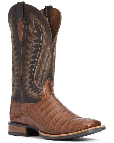 Image #1 - Ariat Men's Caramel Caiman Belly Western Boots - Broad Square Toe, Black, hi-res