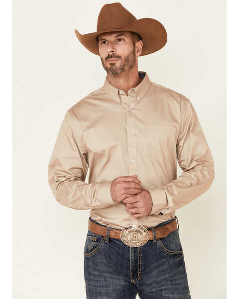 Image #1 - Cody James Core Men's Solid Tan Twill Long Sleeve Western Shirt , , hi-res