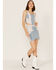 Image #2 - Understated Leather Women's Lil Mamma Scalloped Denim Leather Mini Skirt, Blue, hi-res