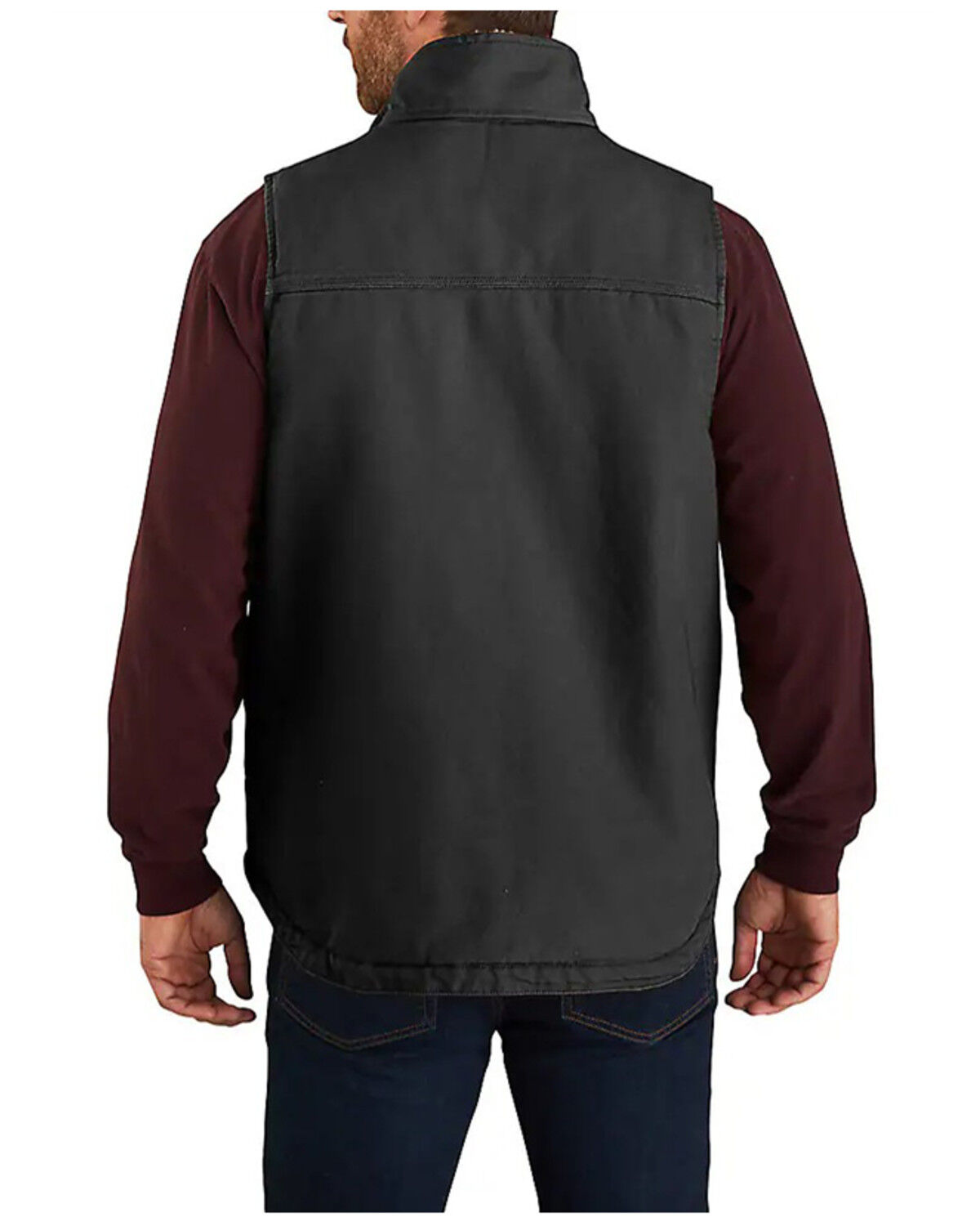 Image #2 - Carhartt Men's Duck Sherpa Lined Mock Neck Work Vest - Tall, Black, hi-res