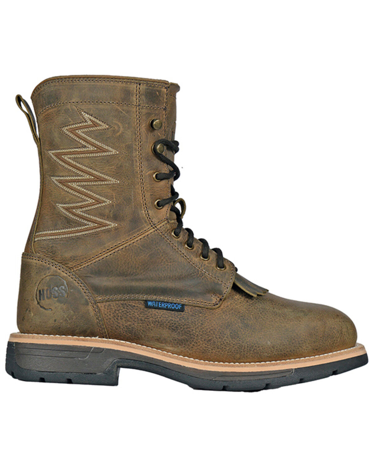 Image #2 - Hoss Men's Distressed Lace-Up Waterproof Work Boots - Composite Toe, Brown, hi-res