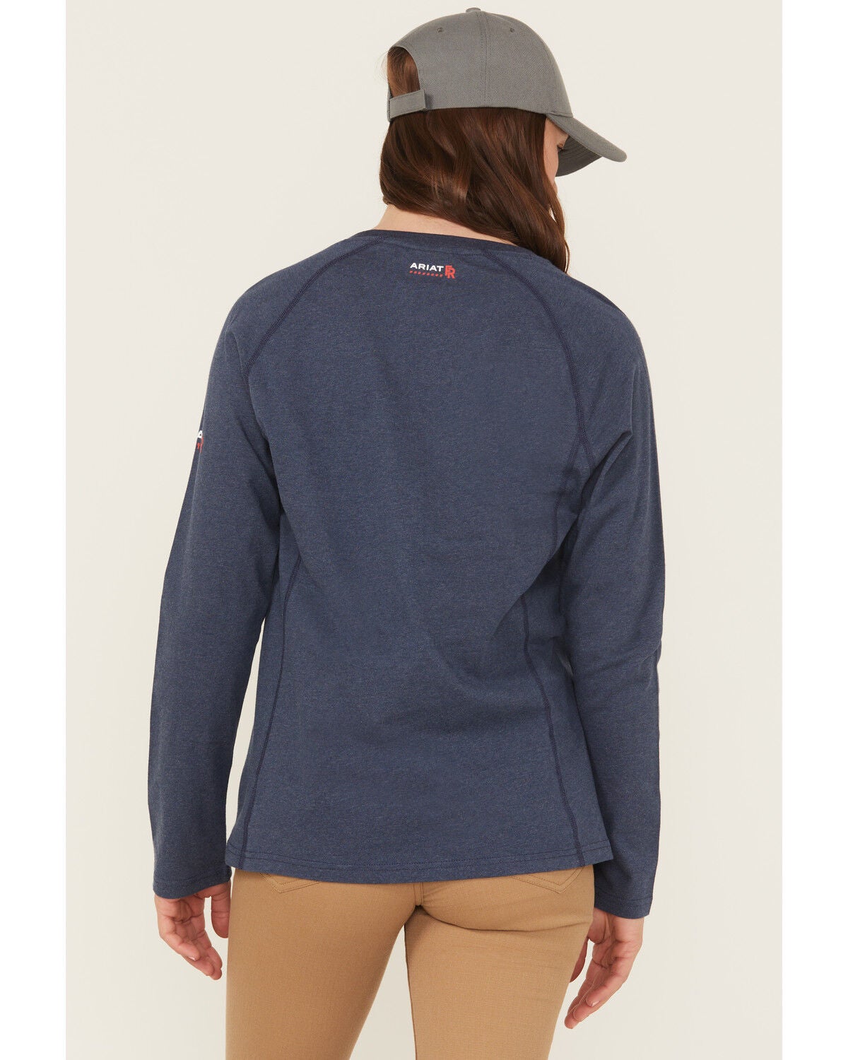 Image #4 - Ariat Women's FR Air Crew Long Sleeve Work Tee, Navy, hi-res