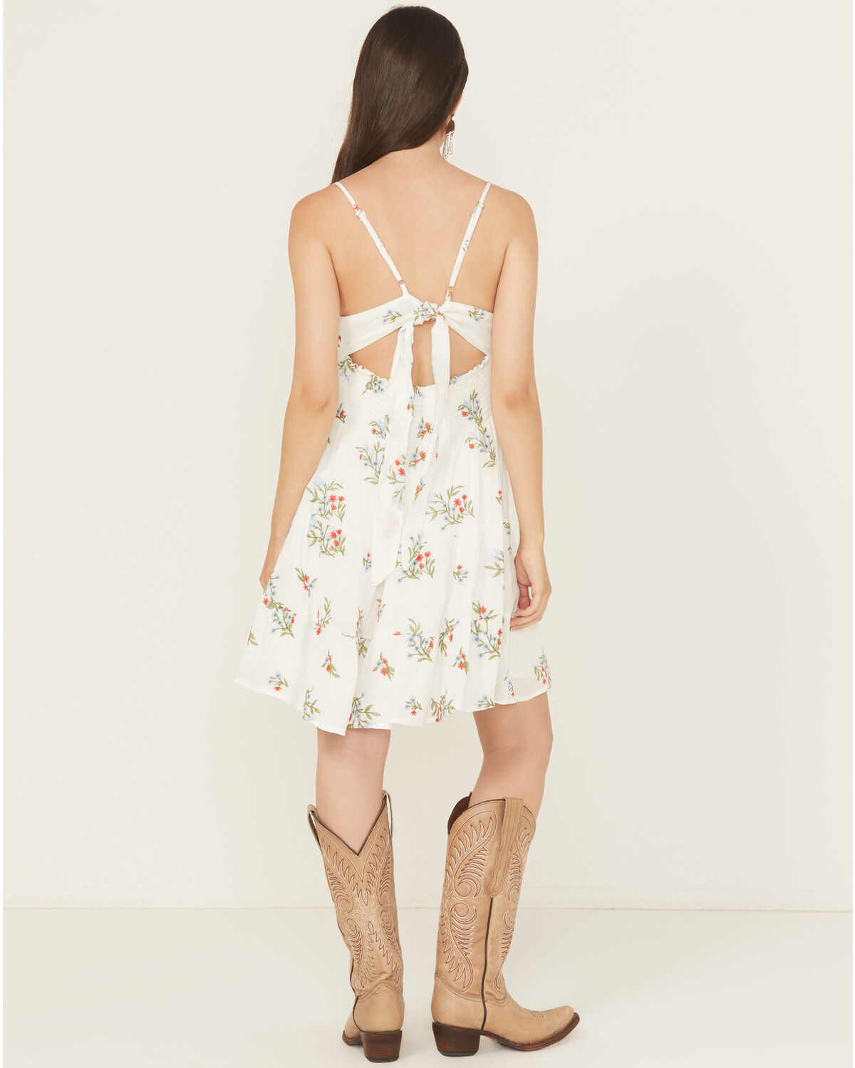 Image #4 - Wild Moss Women's Floral Embroidered Sleeveless Mini Dress, White, hi-res