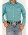 Image #3 - Rough Stock by Panhandle Boys' Foulard Geo Print Long Sleeve Pearl Snap Western Shirt, Turquoise, hi-res