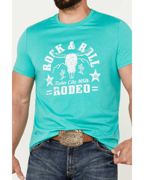 Image #3 - Rock & Roll Denim Men's Rodeo Skull Short Sleeve Graphic T-Shirt, Turquoise, hi-res