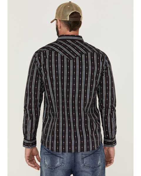 Image #4 - Moonshine Spirit Men's Otoe Stripe Long Sleeve Snap Western Shirt , Navy, hi-res