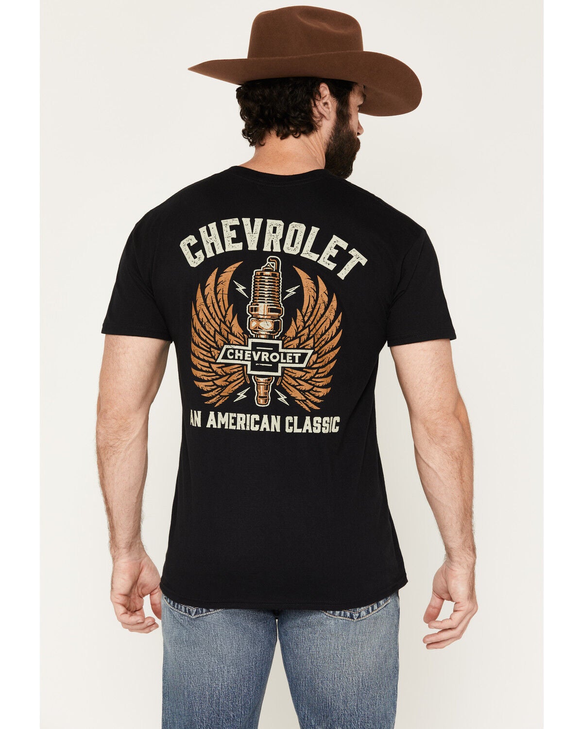 Chevy Men's American Classic Short Sleeve Graphic T-Shirt, Black, hi-res