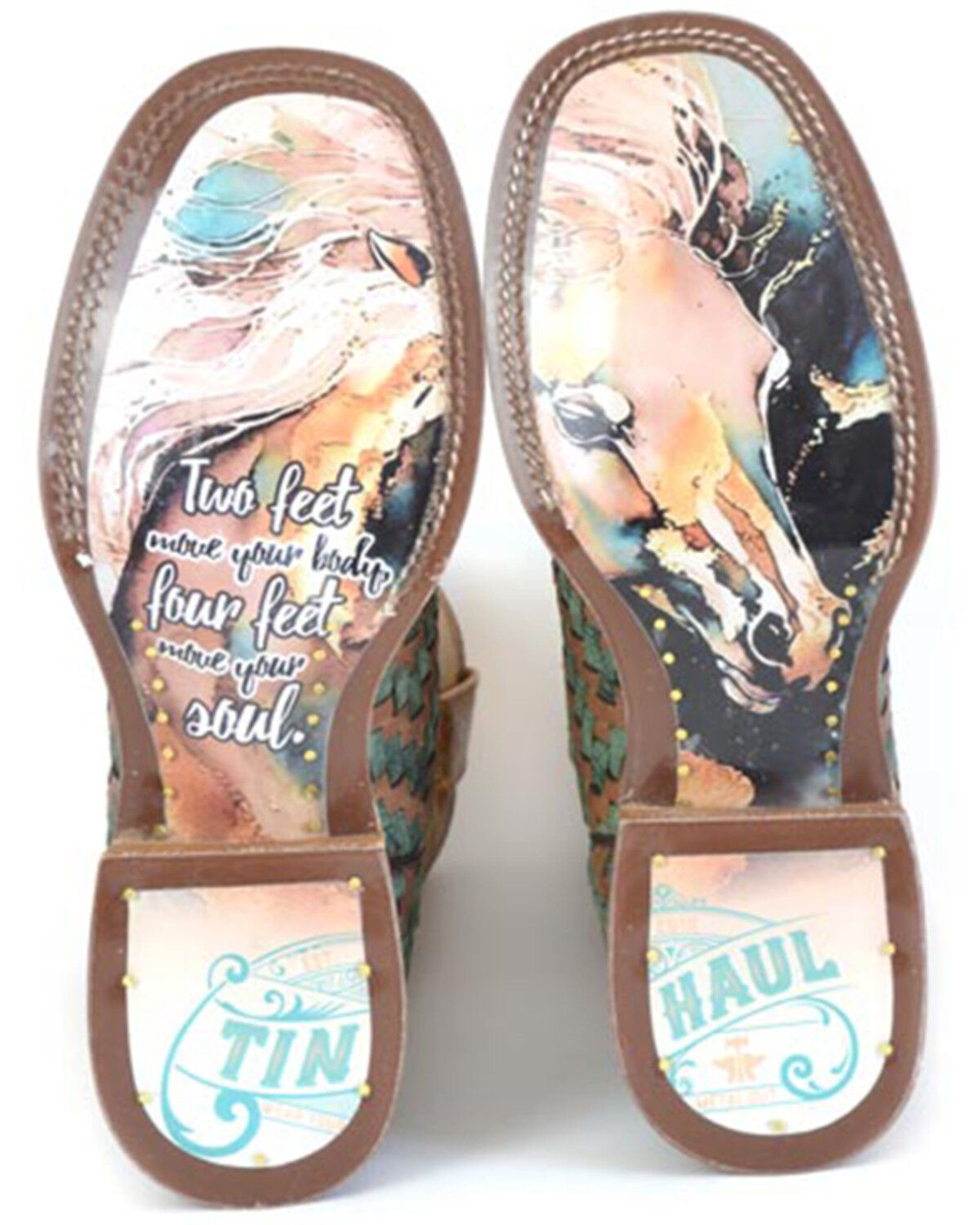 Image #2 - Tin Haul Women's Laced Western Boots - Broad Square Toe, Multi, hi-res
