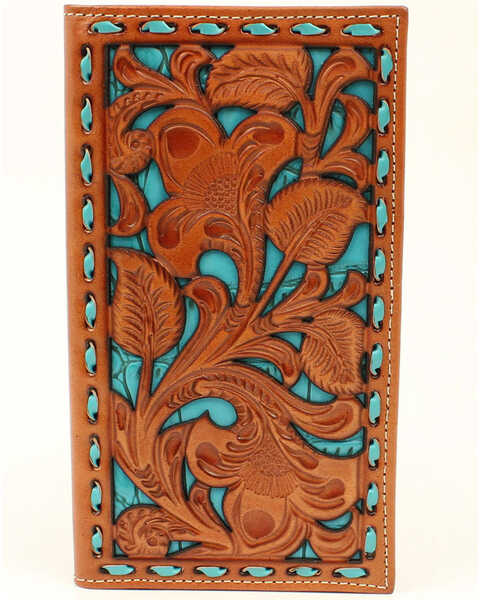 Image #1 - Nocona Men's Filigree With Turquoise Underlay Wallet, Tan, hi-res