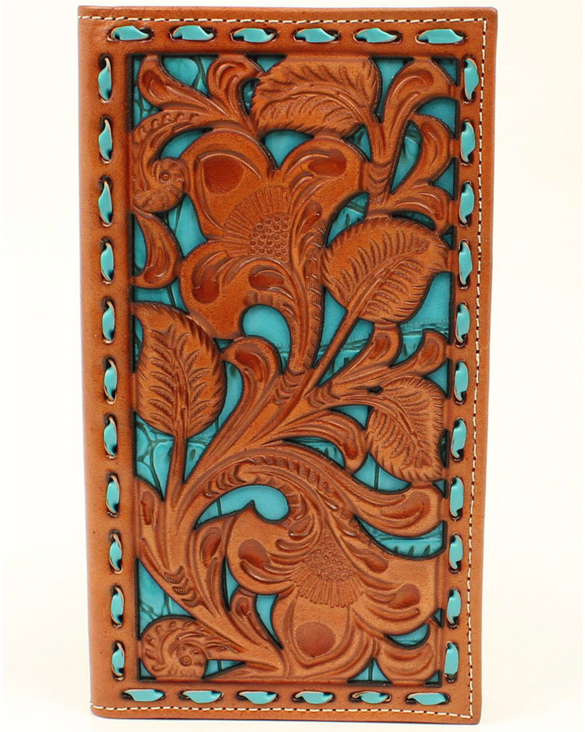 Image #1 - Nocona Men's Filigree With Turquoise Underlay Wallet, Tan, hi-res