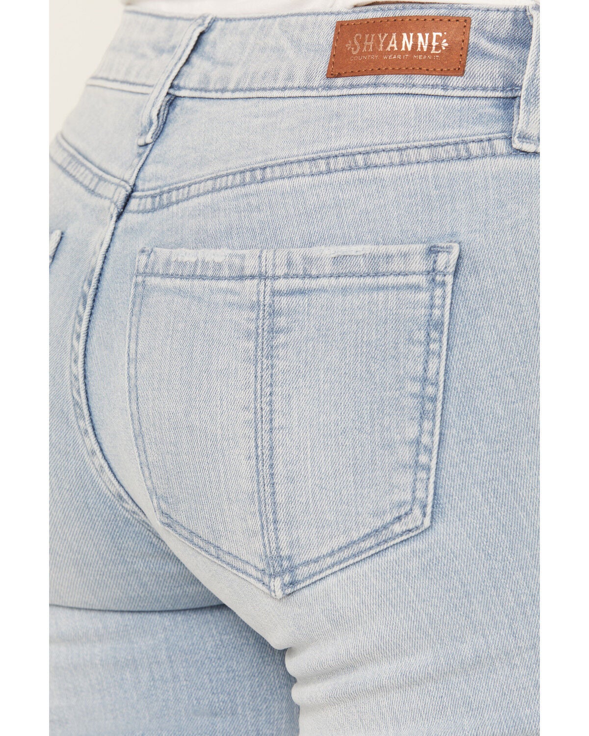 Image #4 - Shyanne Women's Senita Light Medium Wash Low Rise Bootcut Stretch Denim Jeans, Light Medium Wash, hi-res