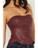Image #3 - Fornia Women's Boot Barn Exclusive Rose Embossed Faux Leather Bustier, Red, hi-res