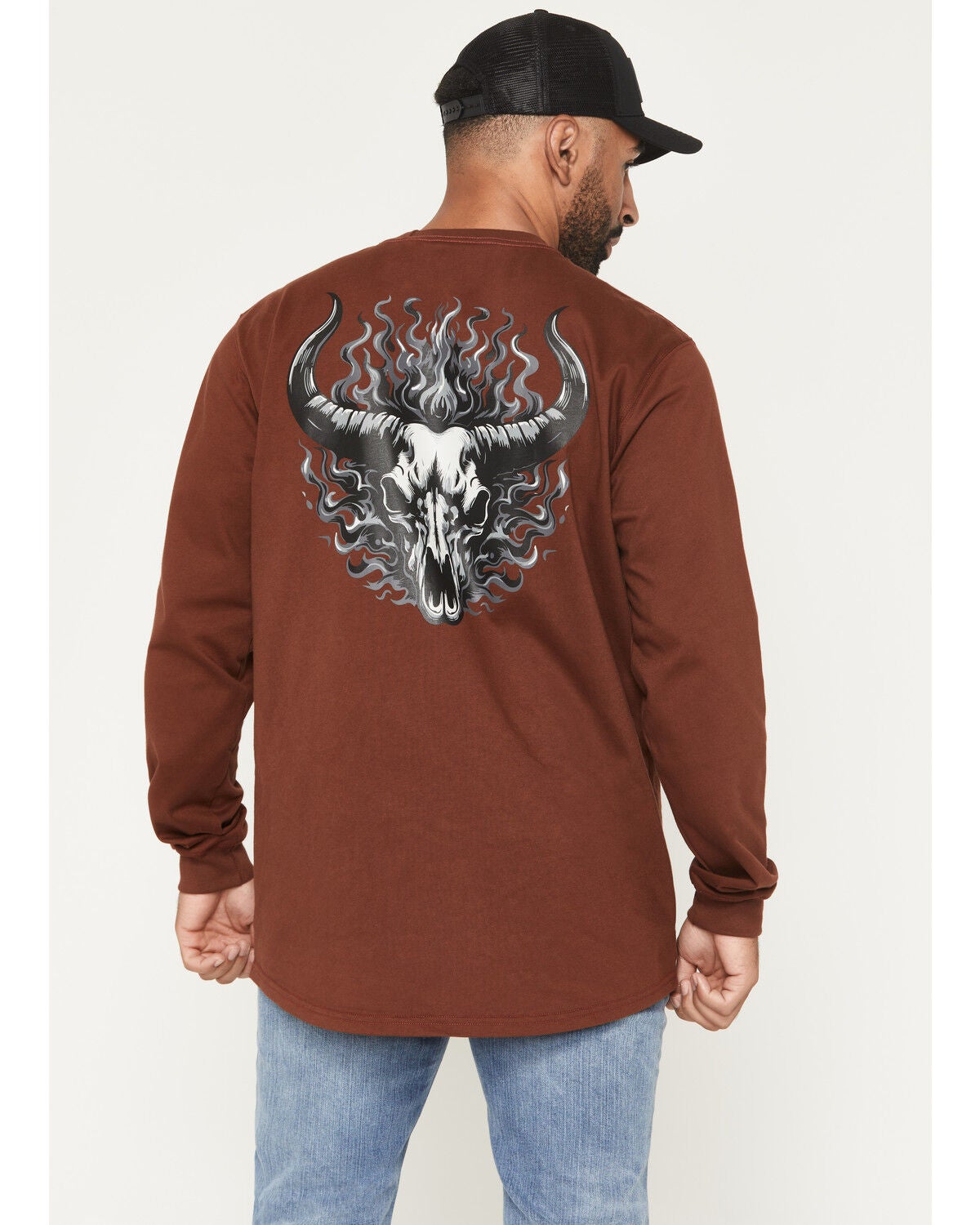 Image #1 - Cody James Men's FR Bull Solid Long Sleeve Work T-Shirt, Burgundy, hi-res