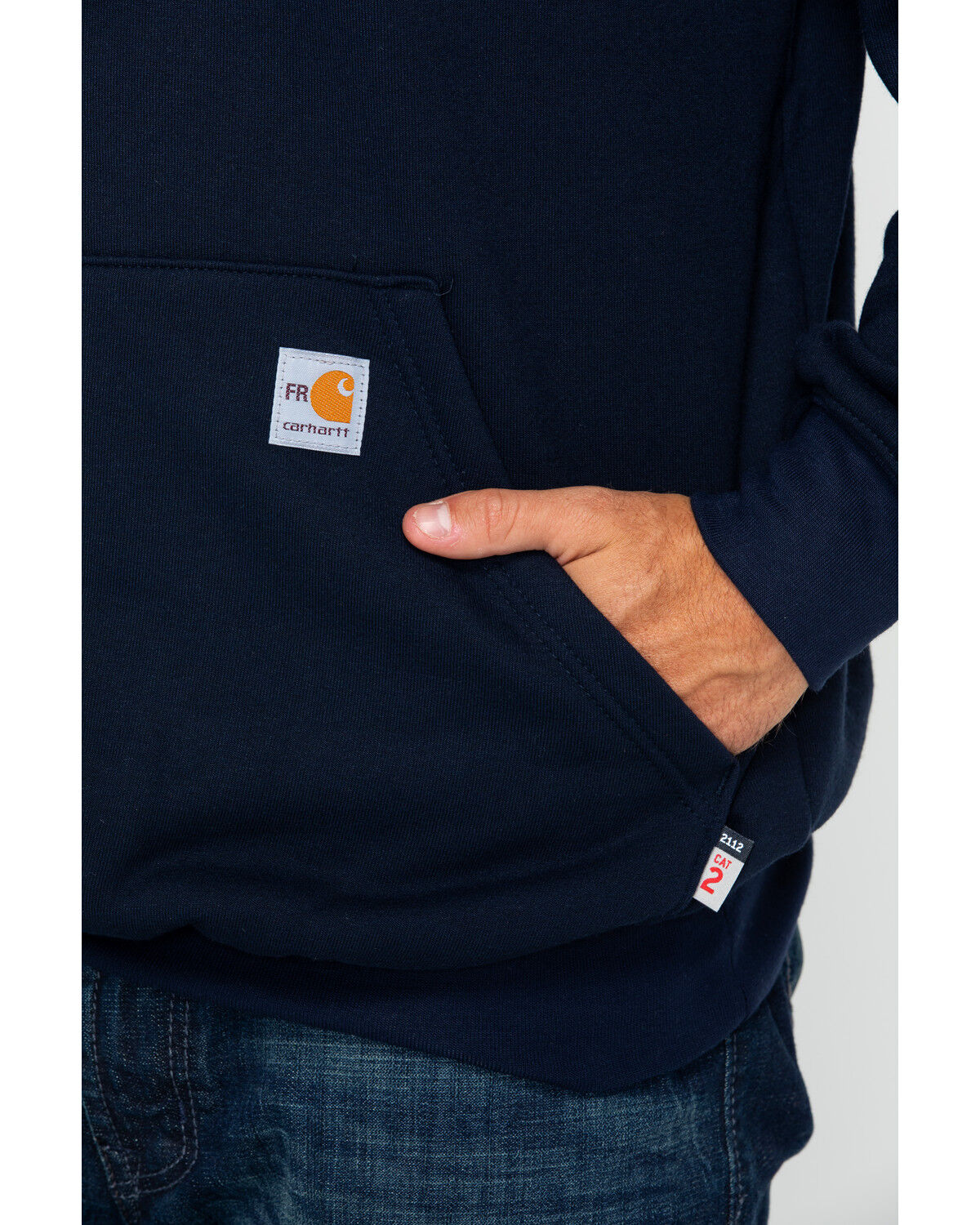 Image #5 - Carhartt Men's FR Hooded Pullover Solid Work Sweatshirt - Big & Tall, Navy, hi-res