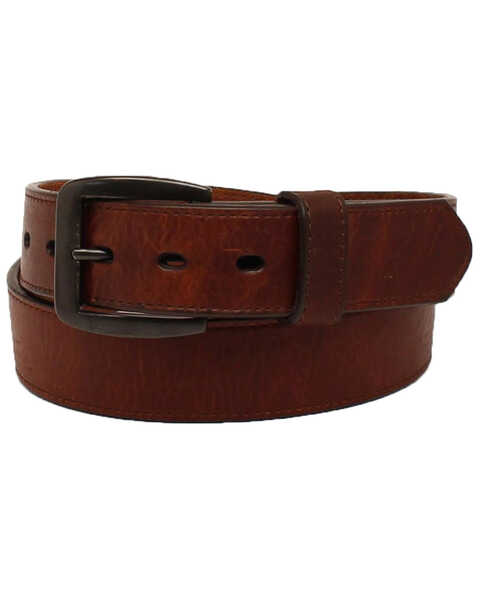 Image #1 - 3D Men's Brown Leather Belt, Dark Brown, hi-res