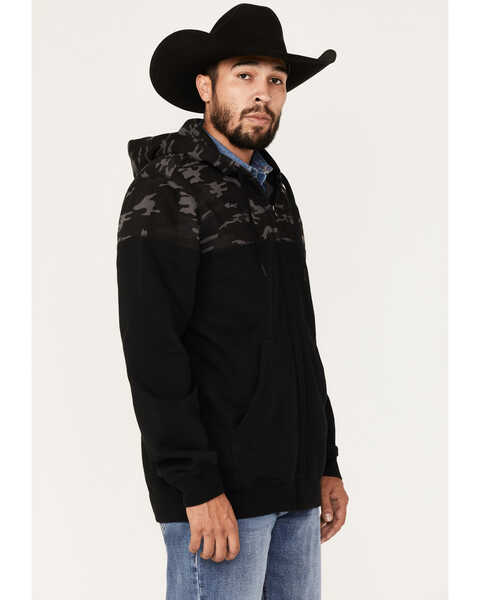 Image #1 - Moonshine Spirit Men's Midnight Camo Color-Blocked Zip-Front Hooded Pullover, Camouflage, hi-res