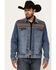 Image #1 - Cody James Men's Gaucho Southwestern Print Yoke Stretch Denim Jacket, Dark Wash, hi-res