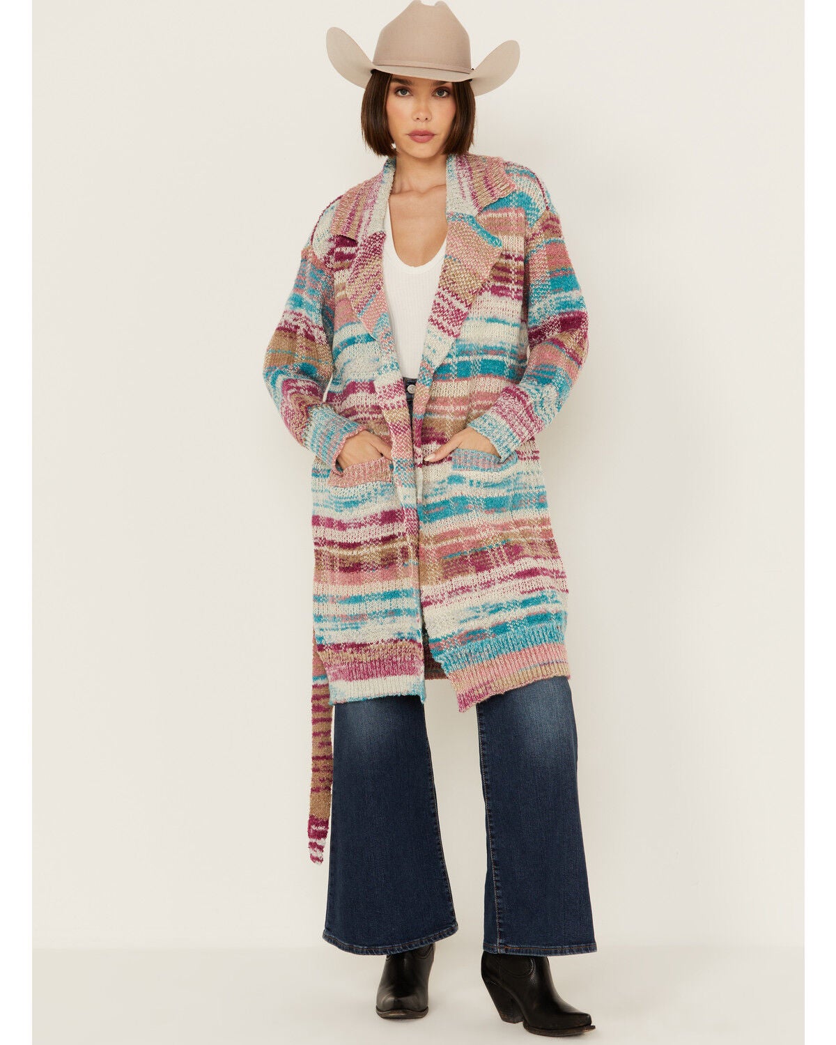 Room 34 Women's Color Block Cardigan, Periwinkle, hi-res