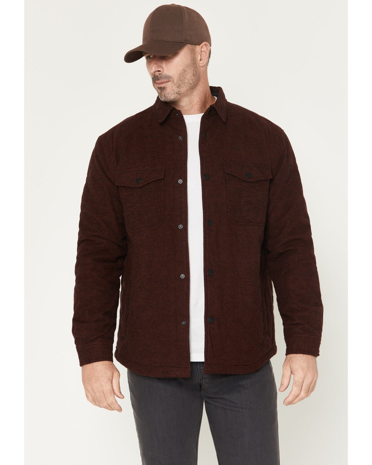 Image #1 - Hawx Men's Shale Plaid Print Shirt Jacket, Wine, hi-res