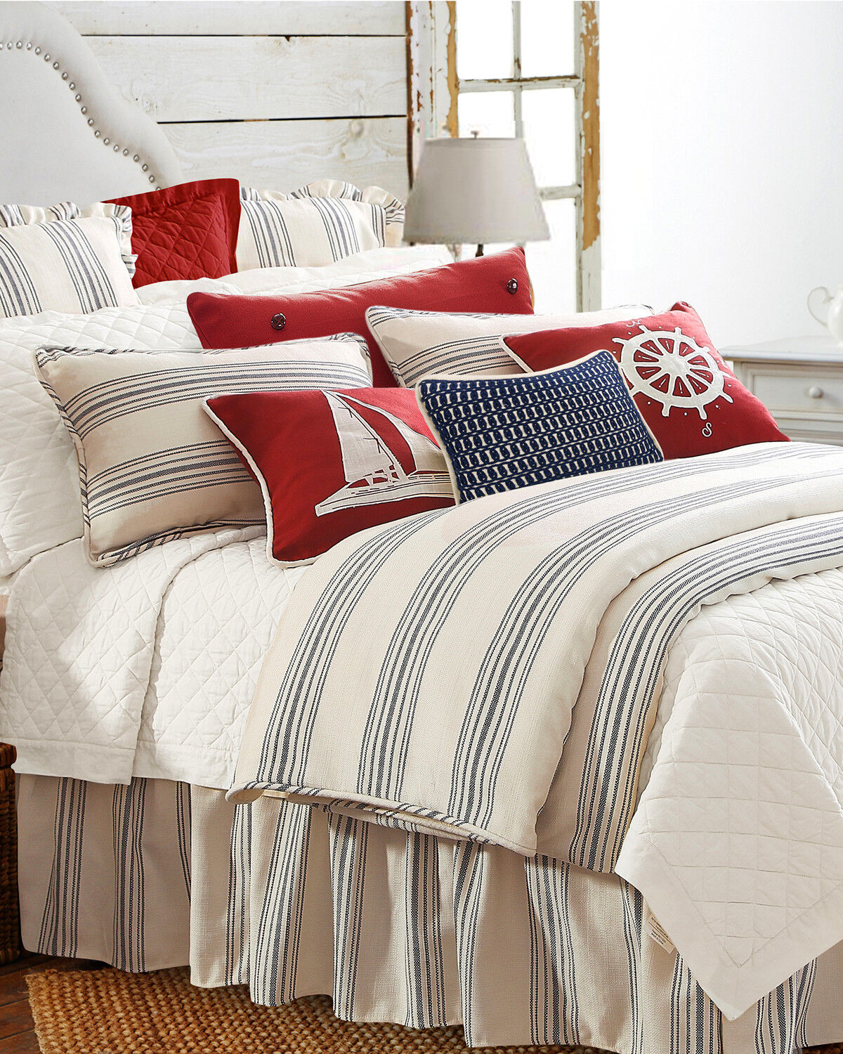 Image #1 - HiEnd Accents Prescott Striped Print King Set - 3 Piece, Navy, hi-res