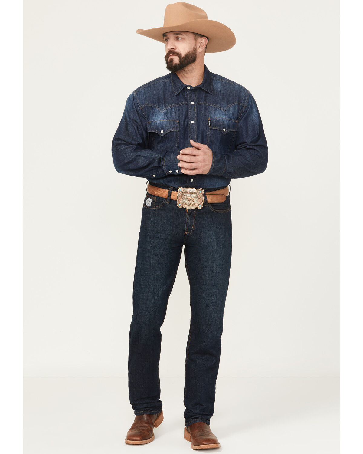Image #1 - Cinch Men's Silver Label Dark Wash Slim Straight Jeans, Indigo, hi-res