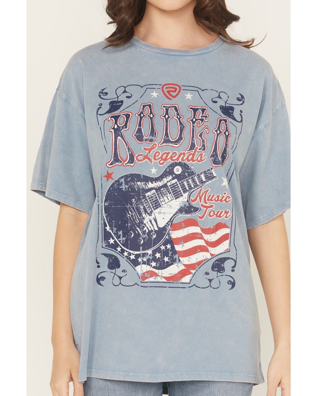Image #3 - Rock & Roll Denim Women's Rodeo Guitar Short Sleeve Graphic Tee, Blue, hi-res