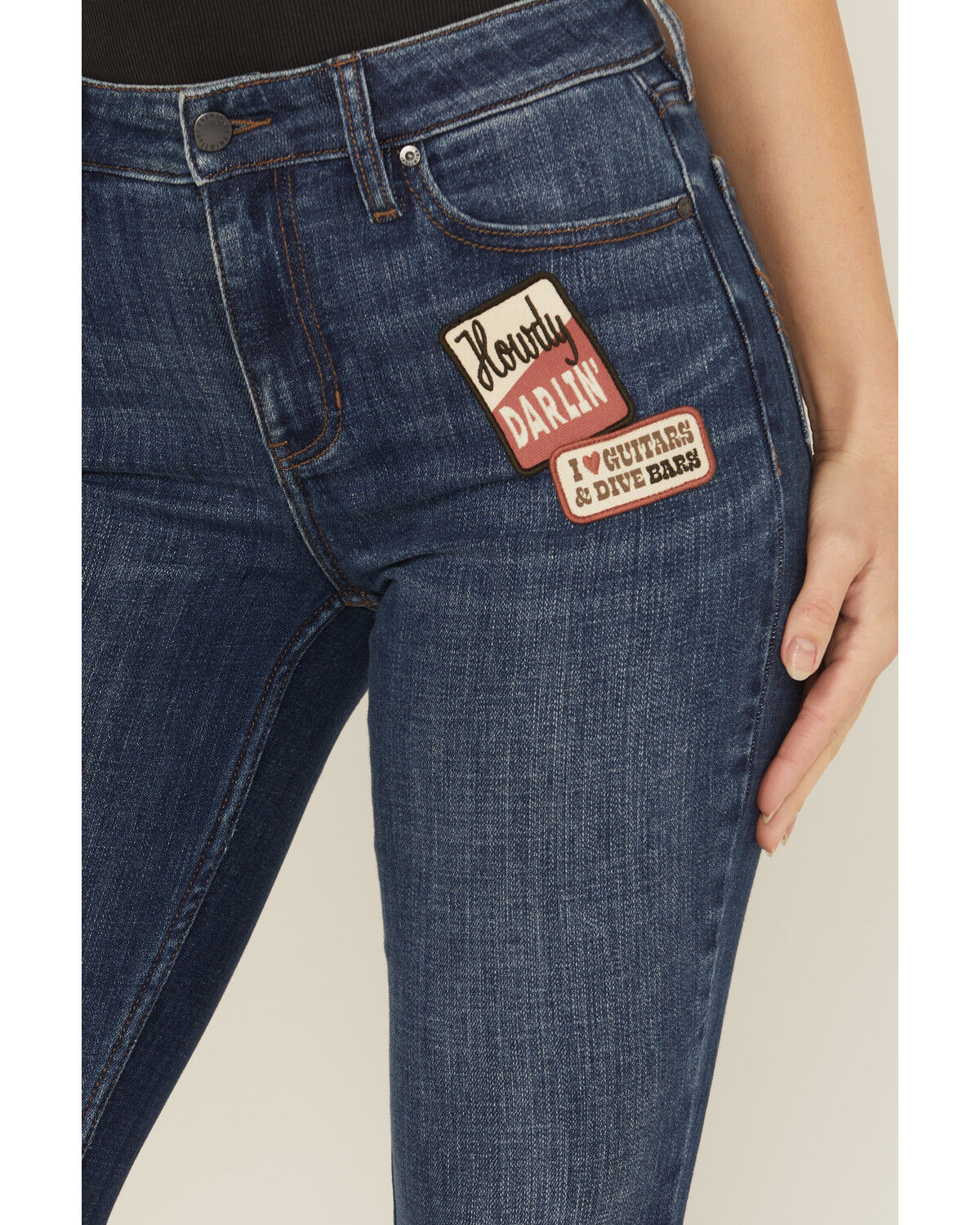 Image #2 - Idyllwind Women's Ellwood Dark Wash High Rise Patch Bootcut Super Stretch Denim Jeans, Dark Wash, hi-res