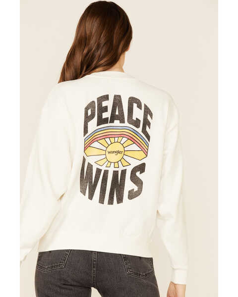 Image #4 - Wrangler Modern Women's Peace Wins Graphic Pullover Sweatshirt , White, hi-res