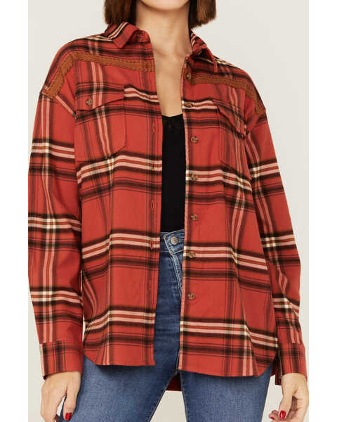 Image #2 - Cleo + Wolf Women's Cozy Spring Flannel , Brick Red, hi-res