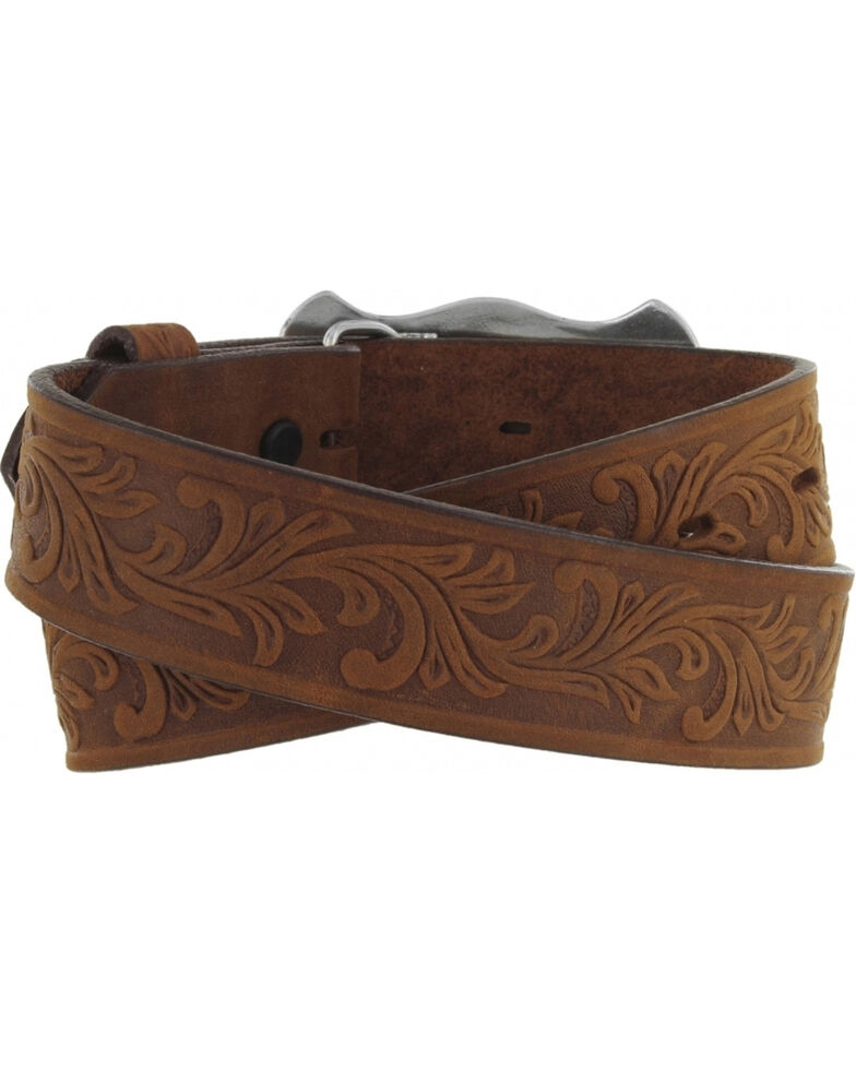 Tony Lama Boys' Brown Little Texas Belt and Buckle , Brown, hi-res