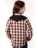 Image #2 - Roper Girls' Plaid Print Long Sleeve Snap Western Shirt, Wine, hi-res
