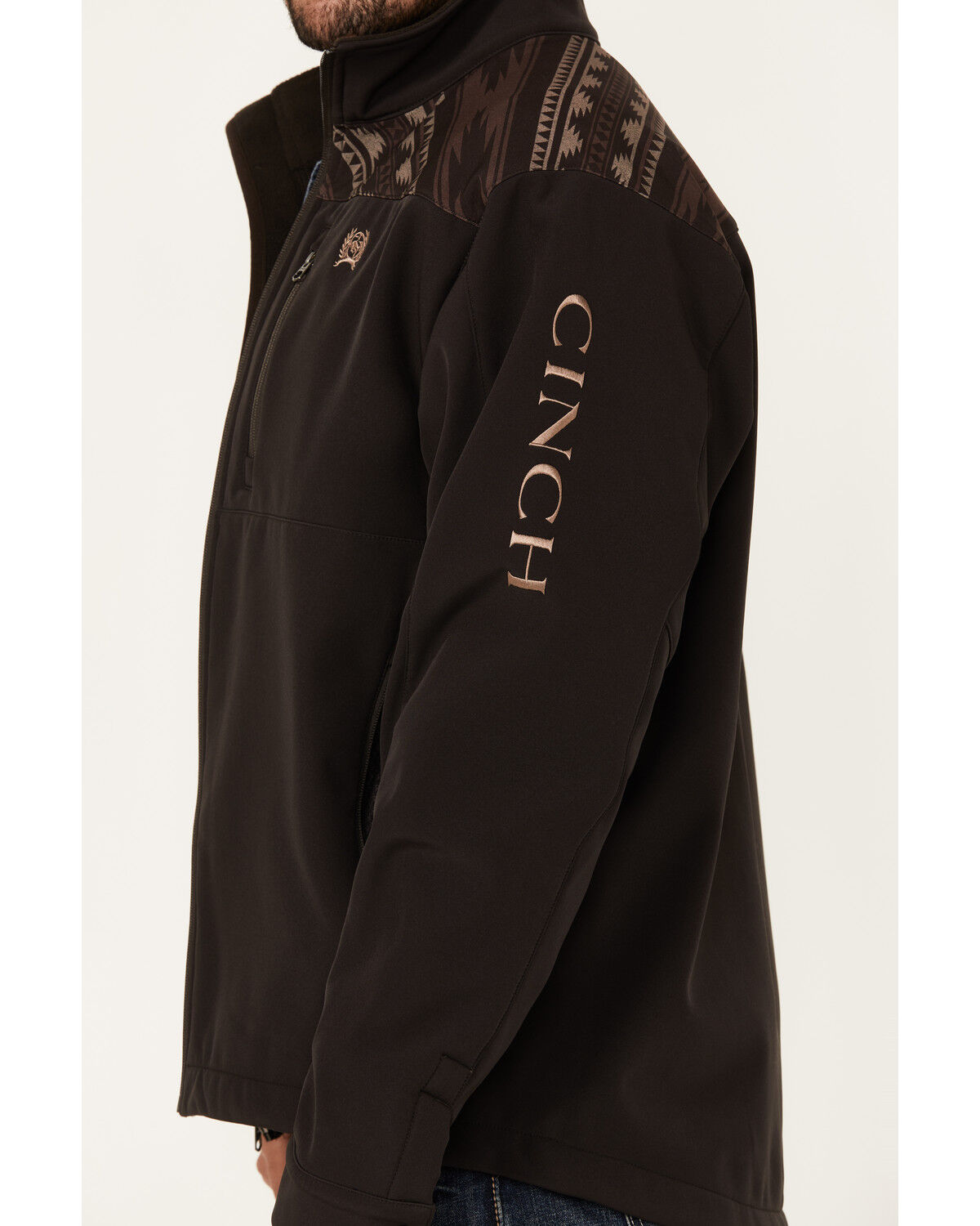 Image #3 - Cinch Men's Logo Bonded Softshell Jacket, Brown, hi-res