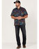 Image #2 - Scully Men's Paisley Floral Print Short Sleeve Button Down Western Shirt , Dark Blue, hi-res