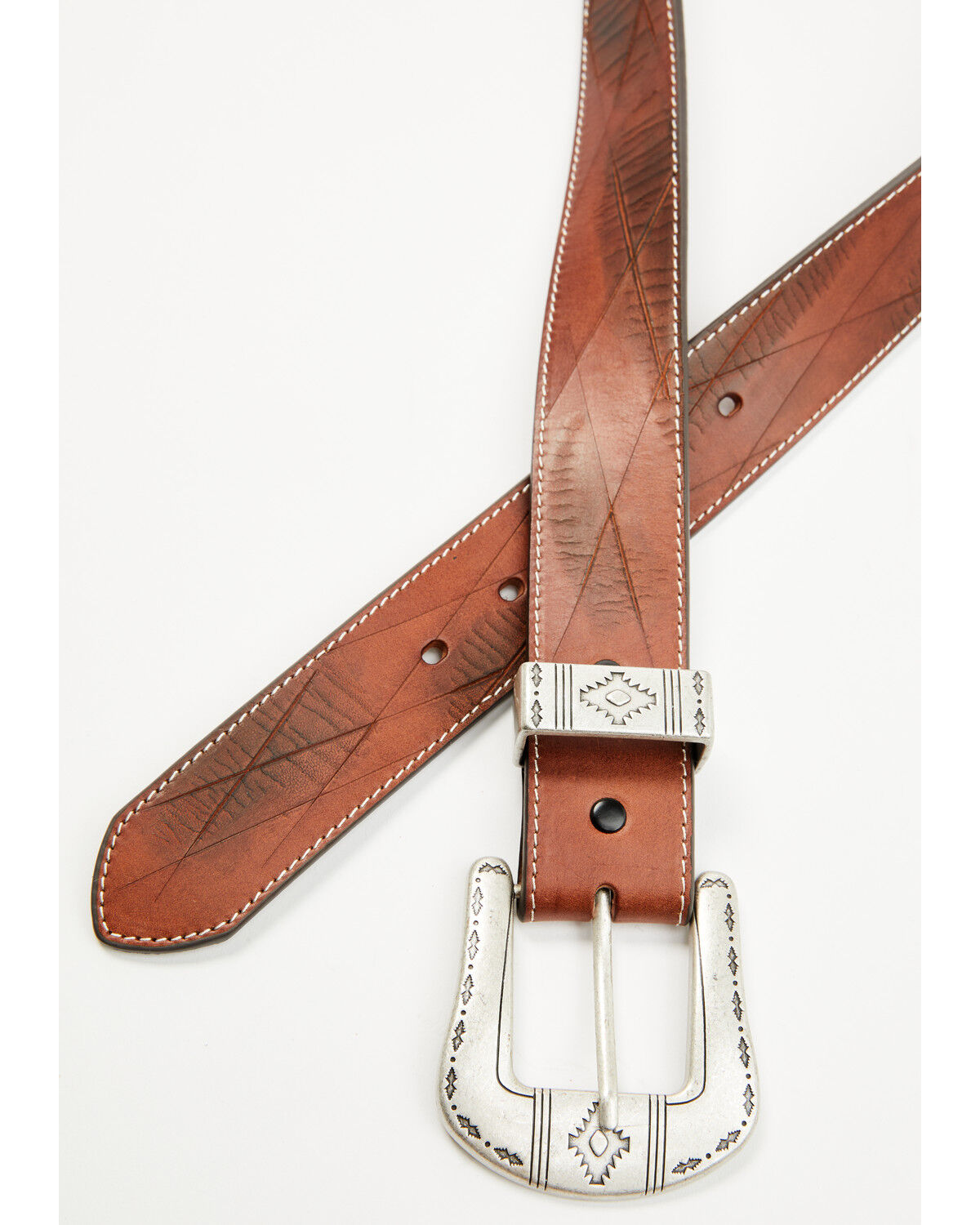 Image #1 - RANK 45® Men's Colt Embossed Leather Belt, Brown, hi-res