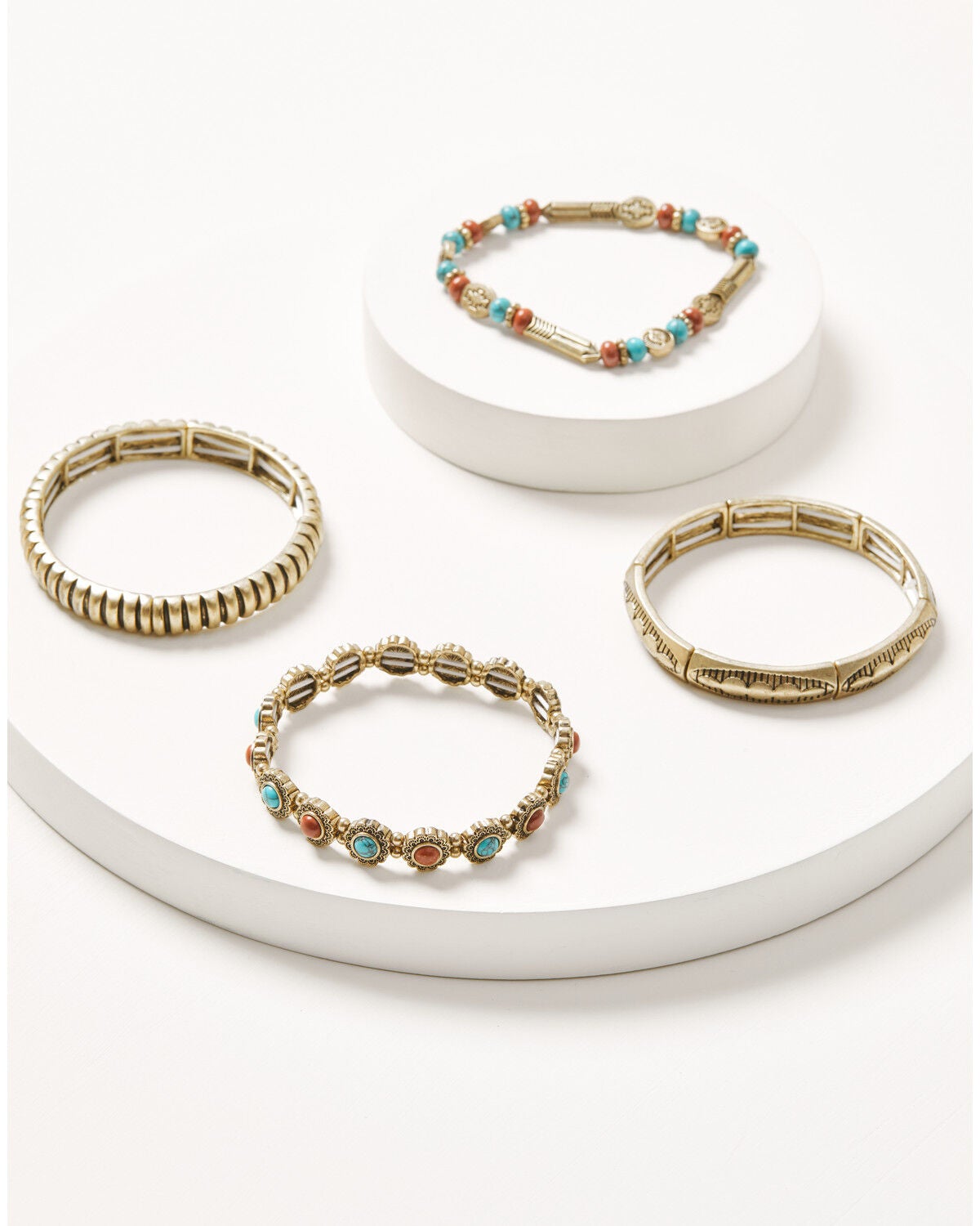 Image #1 - Shyanne Women's Golden Skyland Multi Stone Stretch Bracelet Set - 4 Piece, Gold, hi-res