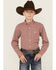Image #1 - Cinch Boys' Geo Print Long Sleeve Button-Down Western Shirt, Red, hi-res