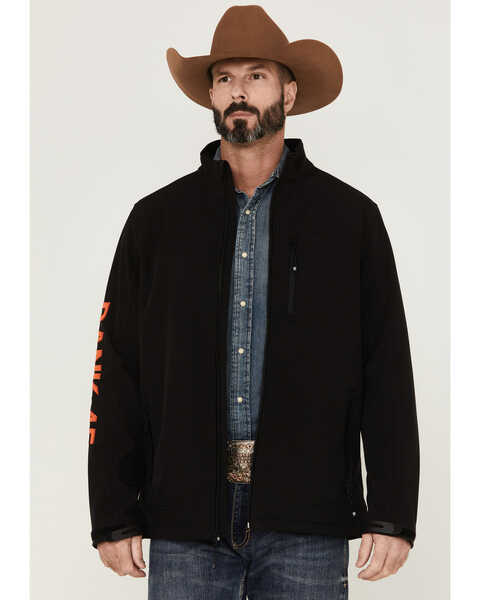 RANK 45 Men's Rodeo Logo Sleeve Zip-Front Softshell Jacket , Black, hi-res