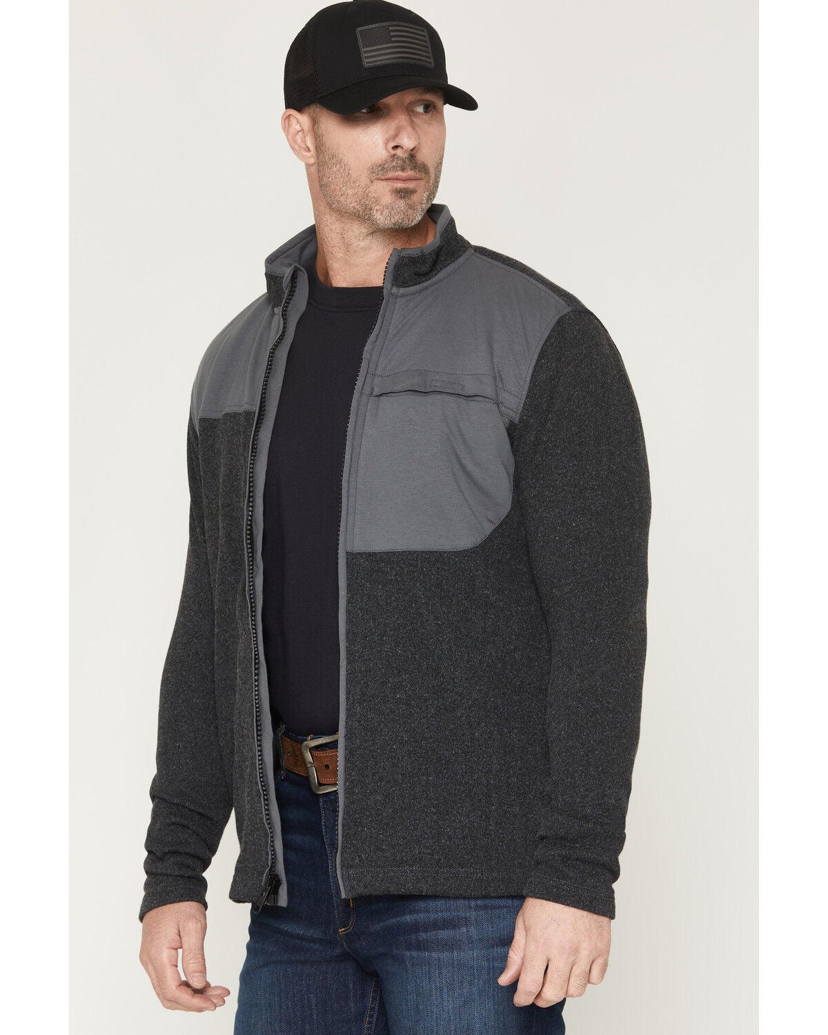 Image #2 - Cody James Men's FR Sweater Fleece Shirt Jacket, Charcoal, hi-res