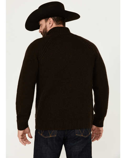Image #4 - Brothers and Sons Men's Merino Donegal Button Down Mock Neck Sweater, Dark Brown, hi-res