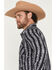 Image #2 - Panhandle Slime Men's Southwestern Striped Print Long Sleeve Snap Western Shirt, Black, hi-res