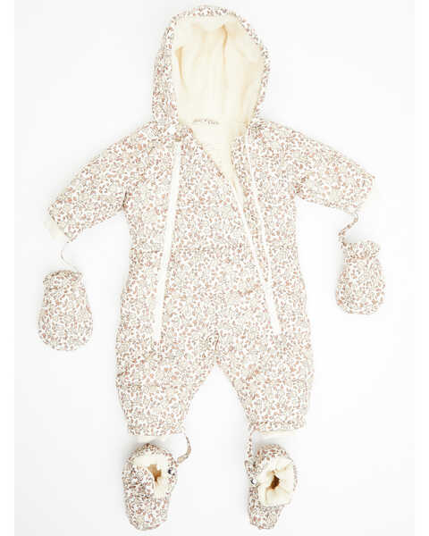 Rylee & Cru Infant Girls' Floral Print Snow Puffer Suit , White, hi-res