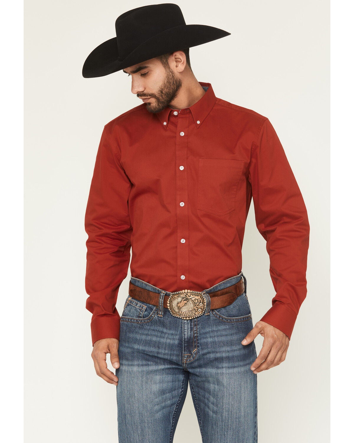 Cody James Men's Basic Twill Long Sleeve Button-Down Performance Western Shirt - Tall, Red, hi-res