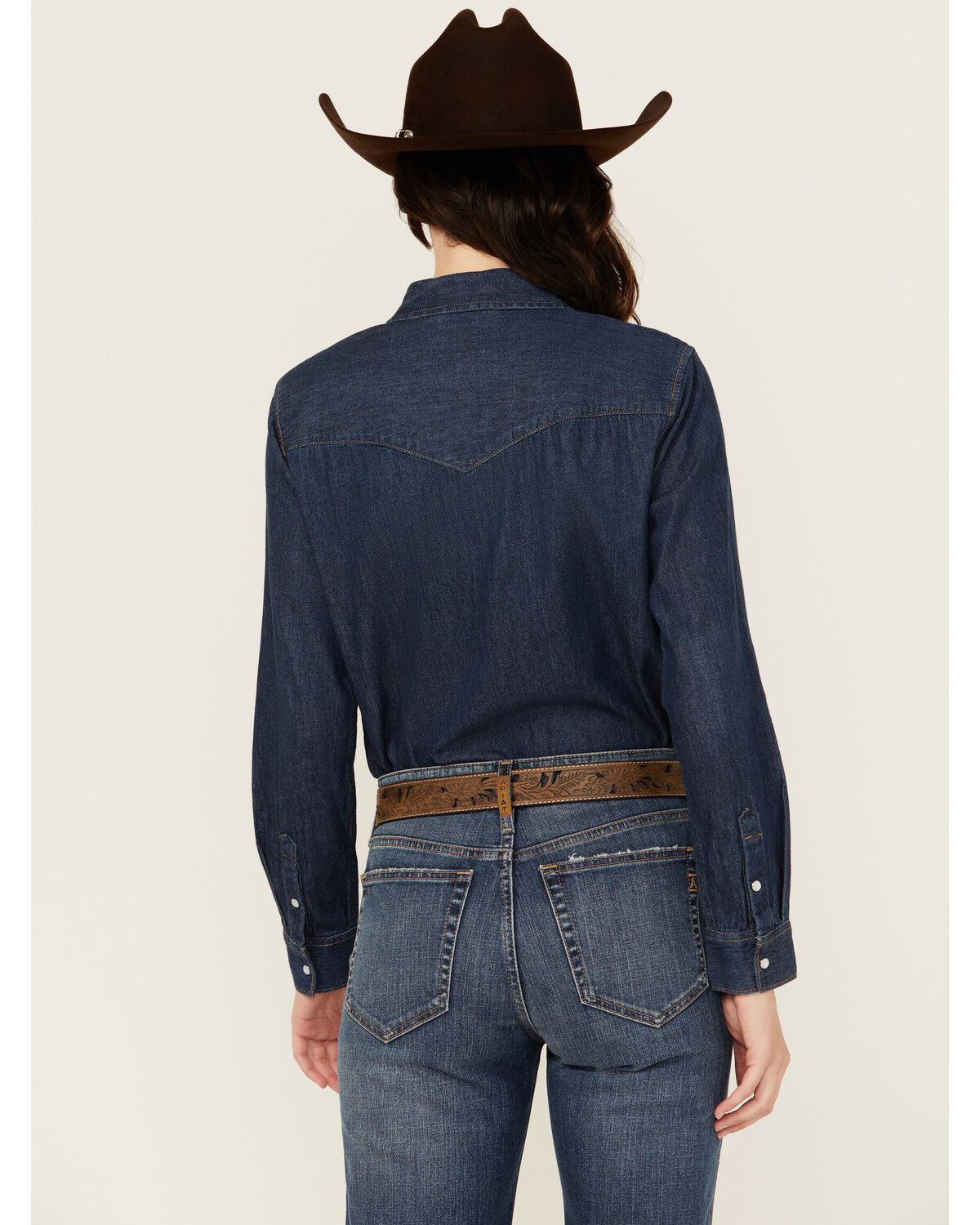 Image #4 - Levi's Women's Dark Wash Denim Long Sleeve Pearl Snap Ultimate Western Shirt, Blue, hi-res