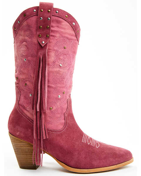 Image #2 - Idyllwind Women's Sashay Fringe Studded Leather Western Boots - Pointed Toe, Pink, hi-res