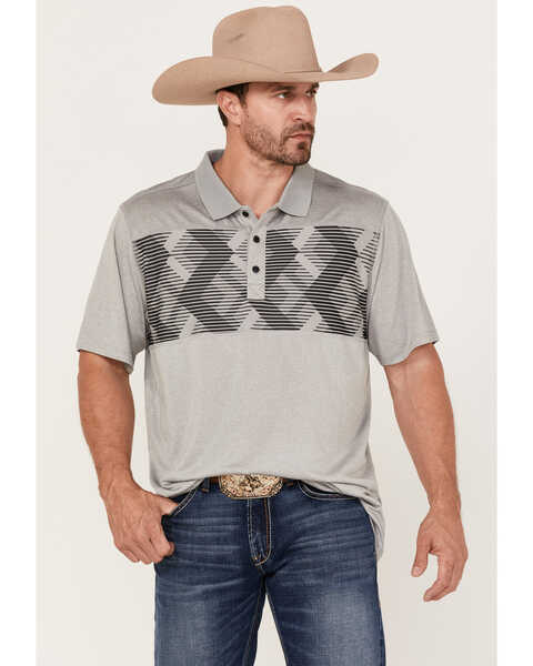 RANK 45® Men's Sunfisher Chest Stripe Short Sleeve Polo Shirt , Grey, hi-res